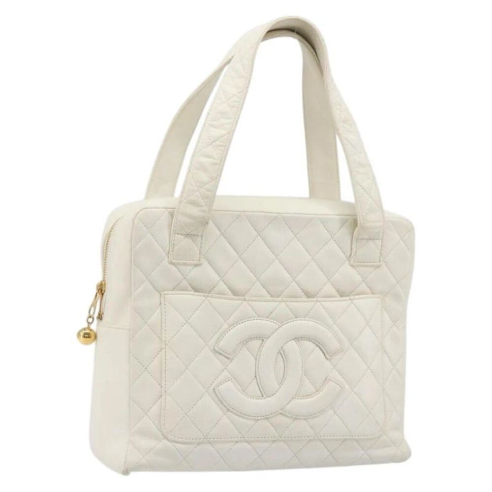 Chanel Cc Handbag Leather White Leather Handbag